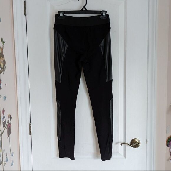 Bcbgmaxazria mari faux leather panel black leggings size small @W - Picture 5 of 13